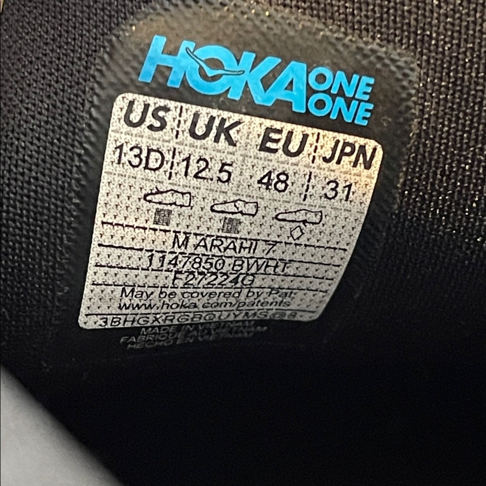 HOKA Men's Arahi 7 Stability Shoe Black & White Size 13D NEW - Picture 12 of 14